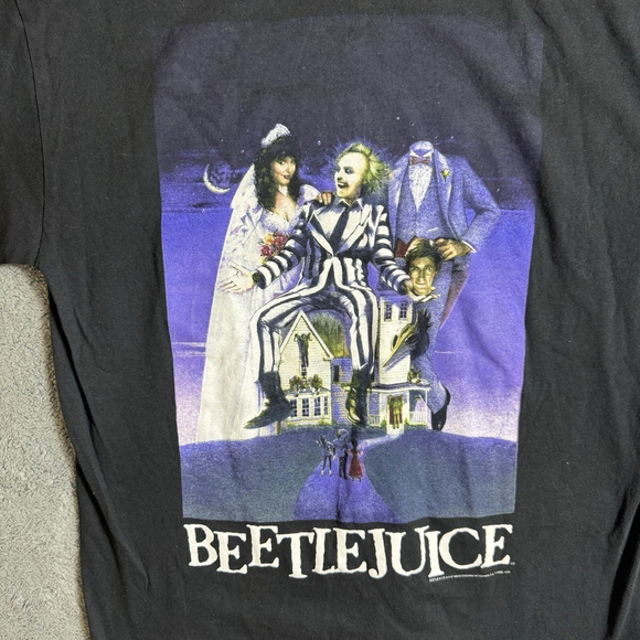 Original Beetlejuice 1988 Black Graphic T-Shirt Halloween Horror Size Medium - Picture 2 of 5